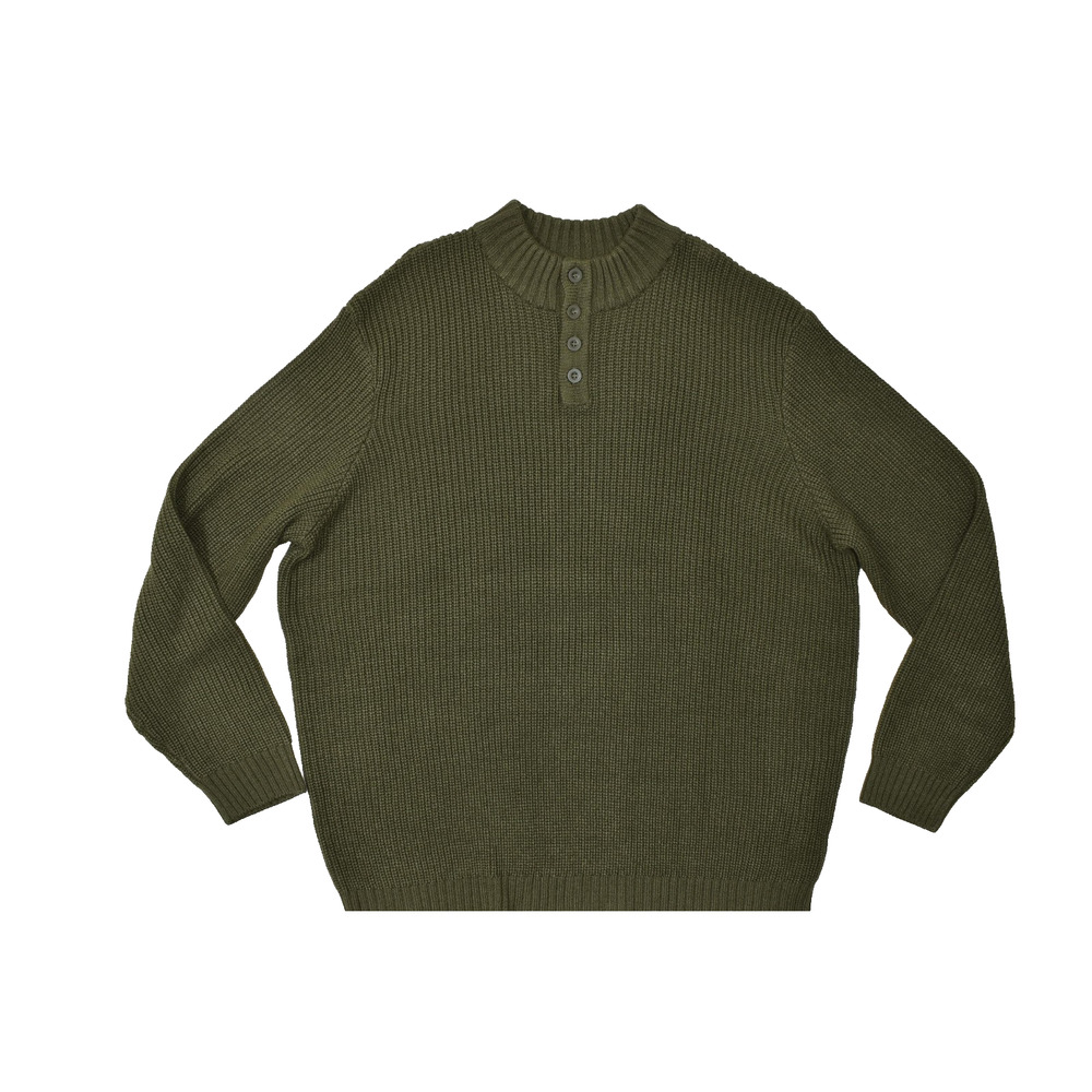 KingSize Men's 4XL Tall Olive Green Ribbed Knit Mock Neck Henley Sweater Acrylic